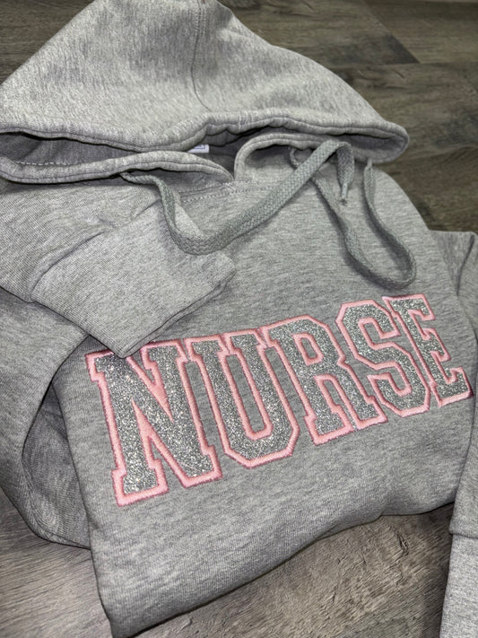 Glitter Appliqué NURSE Hoodie