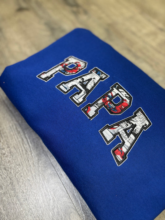 PAPA Characters Crewneck Sweatshirt- Royal Blue