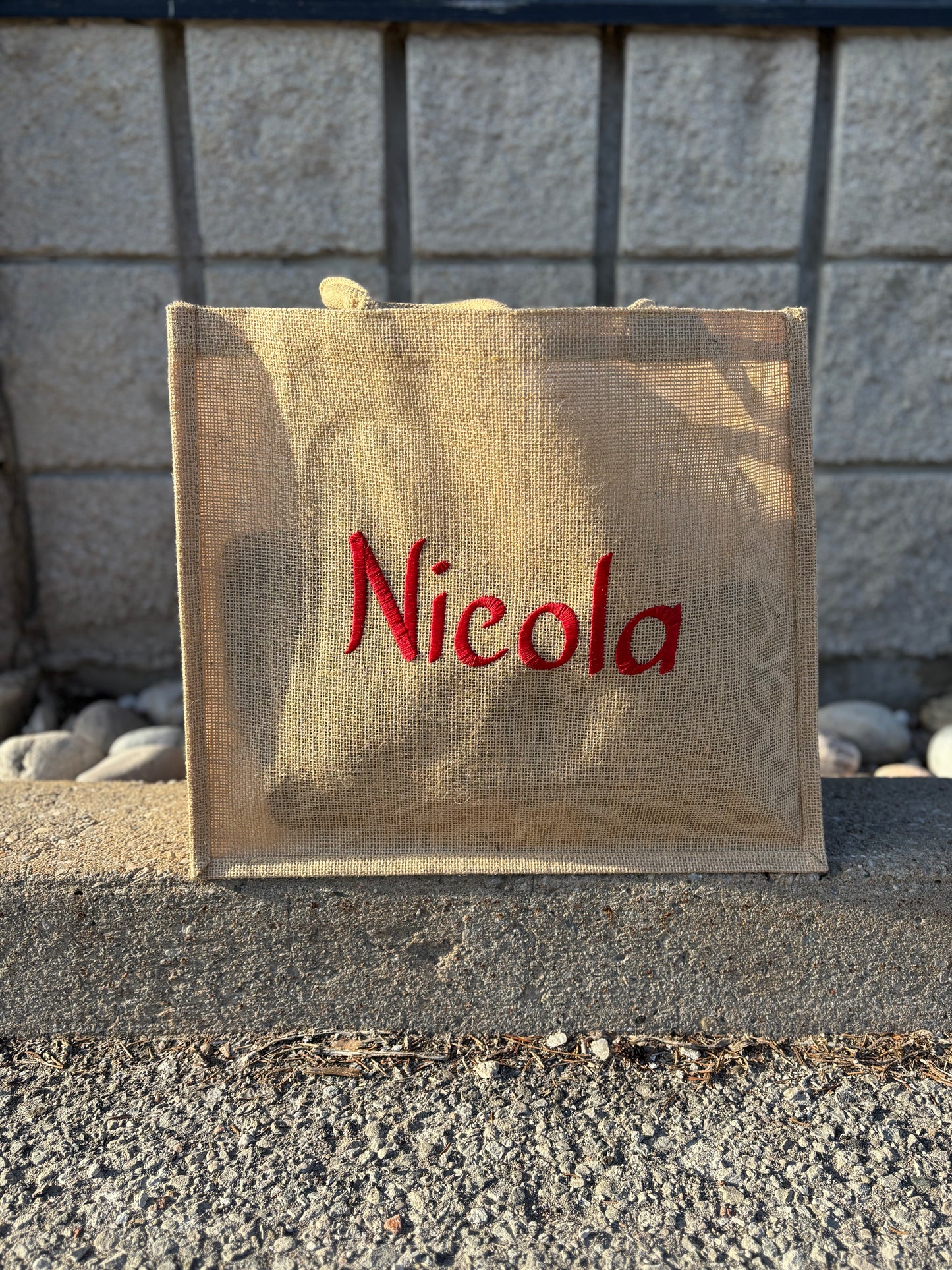 Name embroidered tote bag