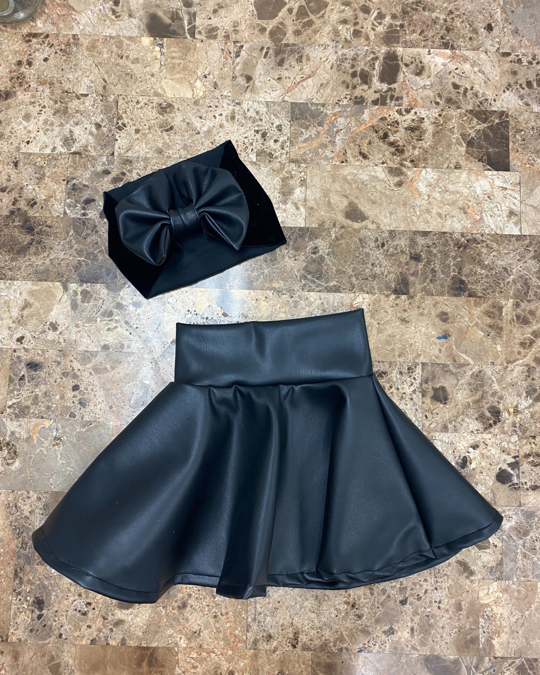 Leather Like skirt & Headband Set