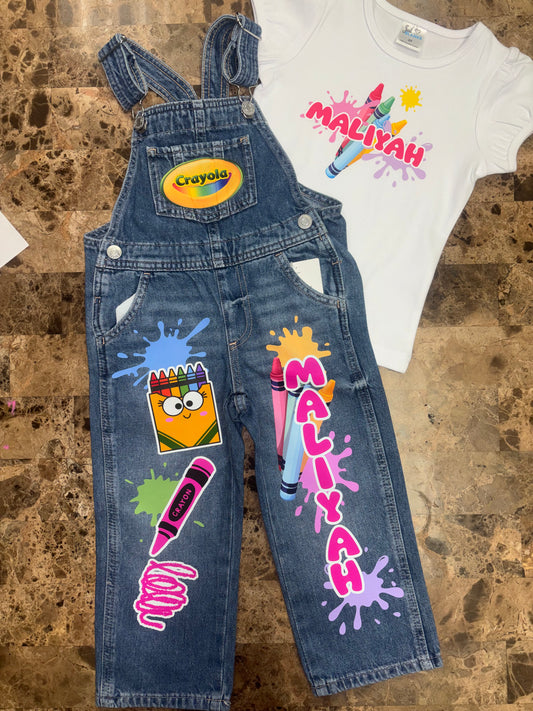 Crayon Themed Overalls